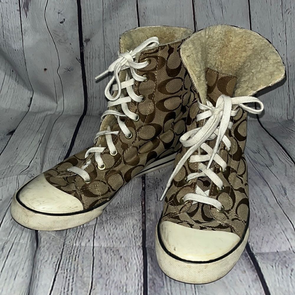 Coach - Logo High Tops - Shearling Lined - 8.5 - Brown